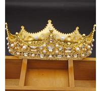 Tiara for Girls Trendy Pearls Royal King Crown Bridal Round Diadem For Queen Prom Crystal Baroque Head Ornaments Wedding Hair Jewelry