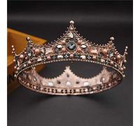 Tiara for Girls Trendy Pearls Royal King Crown Bridal Round Diadem For Queen Prom Crystal Baroque Head Ornaments Wedding Hair Jewelry