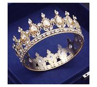Tiara for Girls Vintage Circle Bridal Diadem Royal Queen Round Tiaras Prom Head Ornaments Banquet Wedding Crown Hair Jewelry Party