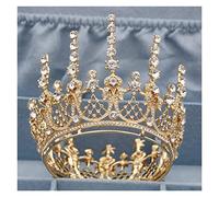 Tiara for Girls Vintage Romantic Gold Full Round Queen King Tiara Crown Pageant Headpieces Bridal Wedding Hair Jewelry Tiaras And Crowns