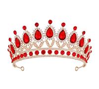 Tiara for Women, Vofler Gold Crown w/ Ruby - Royal Queen Red Crystal Rhinestone Headpiece Headband for Princess Girls Kids Bridal Birthday Wedding Pageant Prom Homecoming Halloween Costume Party