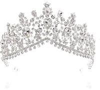 Tiaras Crystal Big Crown Headwear Bridal Wedding Hair Accessories Jewelry Bride Tiaras Princess Crowns,Colour:Pink Bracelets Earrings Rings Necklaces
