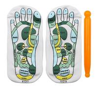 Tiardey 1 Pair of Acupressure Socks, Reflexology Socks, Five Toe Separate Socks with Massage Tools, Reflection Area Schematic Socks (White+Green)