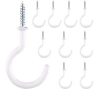 Tiardey 10 Pcs Cup Hooks Screw in Eye Hooks Ceiling Hanging Hooks for Cabinet Shelf (White)