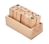 Tiardey 12 Pcs Mini Cute Wooden Rubber Stamps DIY Diary Scrapbook Stamps Set with Wooden Box - Love+Marriage
