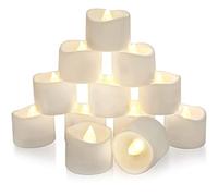 Tiardey 12pcs Led Tea Light Plastic Candles Light,Bright Flickering Operated Tea Lights for Seasonal and Festival Celebration - Warm White