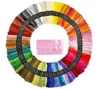 Tiardey 150Pcs Rainbow Color Embroidery Floss Skeins Cross Stitch Threads Bracelets Crafts Floss With Pink Cross Stitch Needle