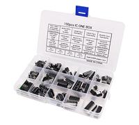 Tiardey 150Pcs XL IC Chip Assortment,opamp,oscillator,pwm,PC817,NE555,LM358,ULN2003, 7660 kits incl Sockets