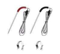 Tiardey 2-Pack Grill Probes, Compatible with Weber Gas & Smokefire, Dual Food Detection, Innovative Round Head Design, Digital Display, Stainless Steel, Black & Red, 0-100°C, 2 Count