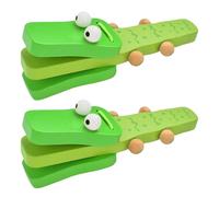 Tiardey 2 Pcs Wooden Crocodile Castanets Musical Instrument for Tots Long Handle Castanet Set Educational Percussion Playthings for Toddlers Fun Green Design