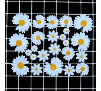 Tiardey 20 PCS Daisy Patches Iron On Sew On Appliques Delicate Embroidery Decals Badges Logos Fabric DIY Crafts Repair Stickers Decoration for Backpack Hat Shoes Bags