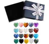 Tiardey 20 Pcs Natural Heart Stones Set Crystals And Gemstones With Storage Box No Repeated Colors For Beginners Stress Relief Meditation Gem Stones Beginners