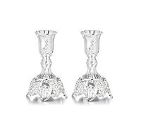Tiardey 2Pcs 3.9inch Shabbat Candlesticks Holders Taper Candle Holders, Ornate Candle Holders for Home Decorate Office Wedding Table Centerpiece - Silver