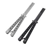 Tiardey 2PCS Butterfly Comb Foldable Pocket Comb Stainless Steel Spring Comb Folding Practice Training Butterfly Style Comb Hand Tool