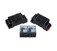 Tiardey 2PCS HH54P AC 12V Coil Power Relay 14Pin 5A 4PDT LED Indicator Electromagnetic Power Relay Changeover with base,with DIN rail slotted aluminum