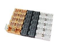 Tiardey 30Pcs SMD SMT Resistor Capacitor Box Organizer,Clear ABS Detachable Organizer Container For Electronic Components Jewelry Storage - White Yellow Black
