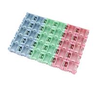 Tiardey 30pcs SMD SMT Resistor Capacitor Box Organizer,Clear ABS Detachable Organizer Container For Electronic Components Jewelry Storage - Blue Red Green