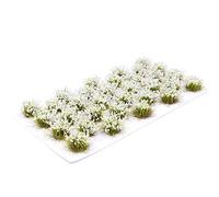 Tiardey 32pcs Static Grass Tuft 8 mm Self Adhesive Static Grass Railway Artificial Grass Modeling Wargaming Terrain Model - White