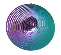Tiardey 3D Metal Wind Spinner Rotating Flowing-Light Effect Design Wind Chimes Home Garden Decoration Outdoor Gift Shiny - Color Round