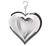 Tiardey 3D Metal Wind Spinner Rotating Flowing-Light Effect Design Wind Chimes Home Garden Decoration Outdoor Gift Shiny - Heart