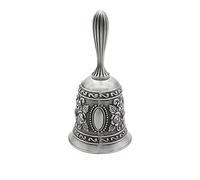 Tiardey 4.4inch Hand Bell Classic Metal Loud Call Bell Traditional Alarm Hand Bell Christmas Bell Service Call Bell for Reception Home Decoration - Ancient silver