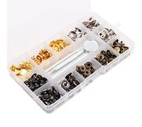 Tiardey 4 color 60Set Snap Fastener Kit Leather Snaps Stainless Steel Press Stud Cap Snap Fasteners with 4 Pieces Fixing Tools for Leather Craft Clothing Making