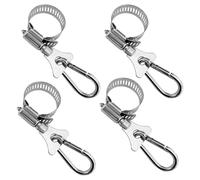 Tiardey 4 Pieces Adjustable Clamp Rings with Carabiner Stainless Steel Flagpole Mount Bracket Set 0.85-1.26 Inch Diameter for Garden Boat Yacht Truck ATV Outdoor Use
