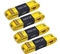 Tiardey 4pcs 300cm 120 inch Pocket Measuring Tape Double Scale Soft Tape Measure Flexible Ruler for Sewing Tailor Cloth Body Measurement - Yellow