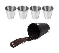 Tiardey 4pcs 70ml Stainless Steel Wine Glass Set, Elegant Liquor Glasses with Portable Cup Holder for Outdoor & Indoor Use, Perfect for White Wine and Cocktails