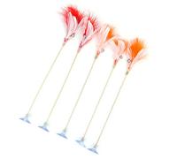 Tiardey 5pcs Cat Toy Feather Stick Spring Suction Cup With Bell Spring Mouse Pet Supplies Spring Feather Pet Elastic Feathers