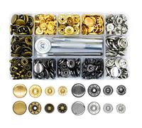 Tiardey 6 color 120Set Snap Fastener Kit Leather Snaps Stainless Steel Press Stud Cap Snap Fasteners with 4 Pieces Fixing Tools for Leather Craft Clothing Making