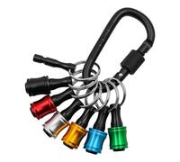 Tiardey 6 Pcs Hex Shank Screwdriver Bits Holder, 1/4 inch Aluminum Alloy Drill Bit Holder Keychain Set Quick-Change Extension Screw Socket Adapter with Black Carabiner, Mixed Colors