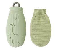 Tiardey Cartoon Hot Water Bottle with Cover, 500ml Mini Silicone Hot Water Bag for Hot and Cold Compress, Portable Hot Water Bottle (Green Deer)