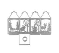 Tiardey Christmas Metal Slice Dies Lantern Deer House Box Stencil for DIY Scrapbooking Cards 14.1x10.9cm Silver