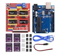 Tiardey CNC Shield V3.0 Expansion Board Kit with 4PCS DRV8825 Stepper Motor Drivers and Heatsinks 10PCS Jumper Caps USB Cable for Engraving Machine CNC