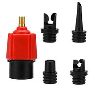 Tiardey Compressor to Inflatable Pump Valve,Inflatable Valve Adapter with 4 Nozzles for Inflatable Air Mattress,Swimming Ring/Pool,Inflatable Bed/Sofa,Boat,Kayak - Red