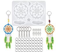 Tiardey Dream catcher Resin Molds Silicone,Epoxy Resin Molds with Feather Pattern,Keychain Molds Sets,Wall Hanging Pendant Silicone Molds for Home Décor