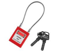 Tiardey Generic Stainless Steel Cable Padlock Lockout Isolation Lock Security Padlock Engineering Padlock Rope Long Beam Lockout Tag Out Isolation Lock (Red)