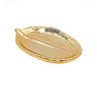 Tiardey Golden Leaf Shaped Small Ceramic Jewelry Dish Snack Dessert Serving Plates Bracelet Holder Tray for Sugar Container Decorative Wedding Party