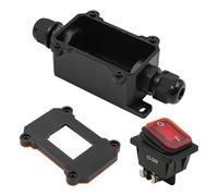 Tiardey IP67 Waterproof Inline Cord Switch, DC12-24V 4Pin 2 Position On Off Toggle Switch with Red Light Rocker Button, Open Double Hole Waterproof Box, Two-Side Entry Exit Line(Red)