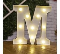 Tiardey letter lights LED symbol shape, Alphabet Plastic Marquee Table Lamps, Lighting up Words, Birthday Wedding Party Everyday Home Wall Hanging Decor-M