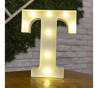 Tiardey letter lights LED symbol shape, Alphabet Plastic Marquee Table Lamps, Lighting up Words, Birthday Wedding Party Everyday Home Wall Hanging Decor-T