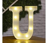 Tiardey letter lights LED symbol shape, Alphabet Plastic Marquee Table Lamps, Lighting up Words, Birthday Wedding Party Everyday Home Wall Hanging Decor-U
