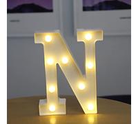 Tiardey letter lights LED symbol shape, Alphabet Plastic Marquee Table Lamps, Lighting up Words, Birthday Wedding Party Everyday Home Wall Hanging Decor-N