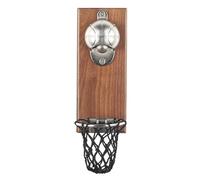 Tiardey Magnetic Basketball Bottle Opener, Wooden Wall Mounted Opener with Cap Collector Catcher, Gift for Basketball and Beer Lovers, Use as Kitchen-Yard-Bar Decoration.