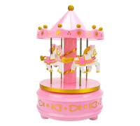 Tiardey Pink Classic Carousel Music Box Rotating Music Box Light Melody Artware