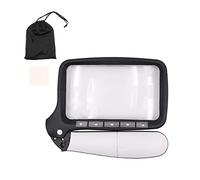 Tiardey Rectangular Magnifying Glass with Light 2x Magnification 5 dimmable LEDs Foldable Handheld Large Hand Magnifier for Seniors Low Vision Jewelry Books Pages Magazines Newspapers Maps
