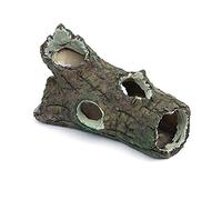 Tiardey Simulation dead wood Hollow Tree Trunk Ornament, Fish Tank Decoration Wood House Aquarium Hideout Caves Decorations for Turtles, Small Lizards, Reptiles