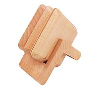 Tiardey Square Solid Wood Tea Coaster Beech Iinsulation Padwith Holder,Set of 6,Rectangle,9cm for Drinks,Coffee,Tea Cup - Light Brown