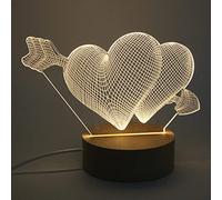 Tiardey Warm Yellow LED Table Desk Lamp Night Light Acrylic Flat With Wood Base For Home Decoration Brithday Gift - An Arrow Goes Through The Heart